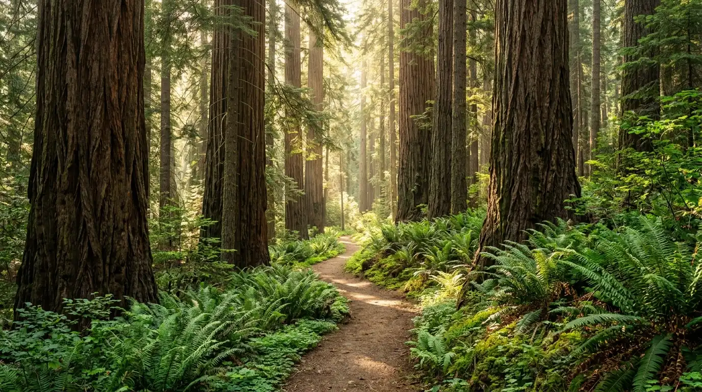 Forest hiking trail in Shasta County